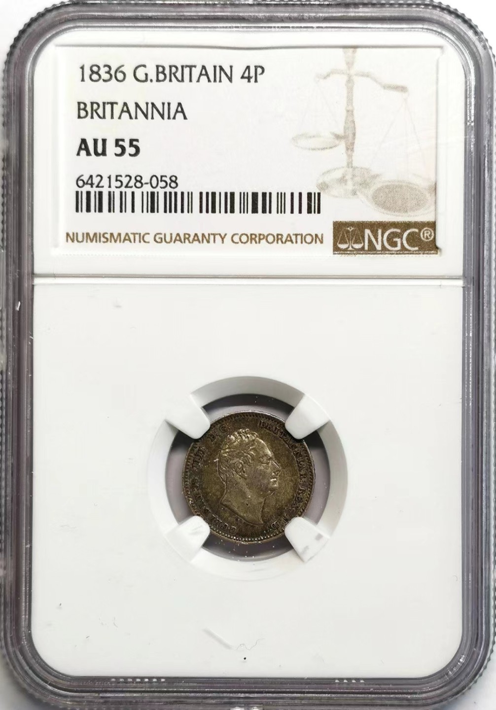 凡希社世界钱币微拍第二百三十七期 1936威廉四世4便士银币NGC-AU55