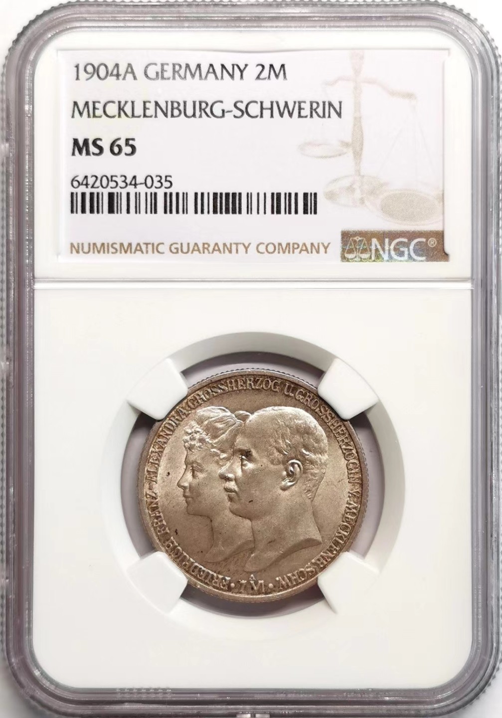 凡希社世界钱币微拍第二百三十七期 1904梅克伦堡什未林2马克NGC-MS65