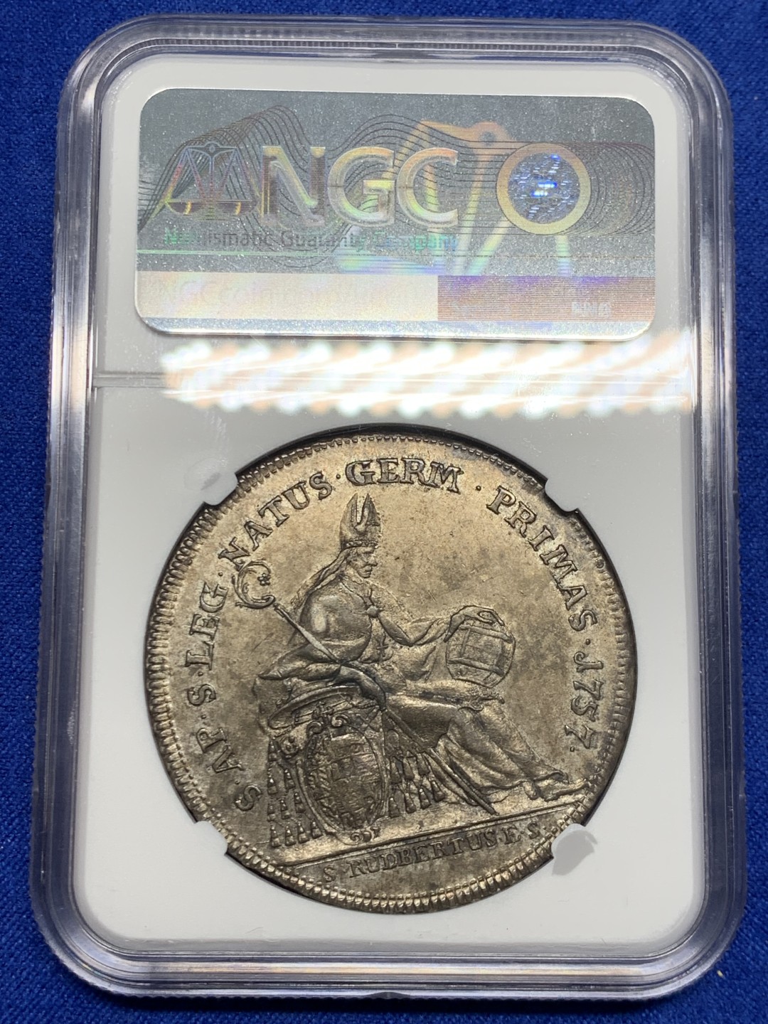 欢迎参加《竞宝斋》五一特拍-第161场-周日，周一 2场 NGC-AU58 亚军分 奥地利萨尔茨堡1757年1泰勒 大银币 少见品种