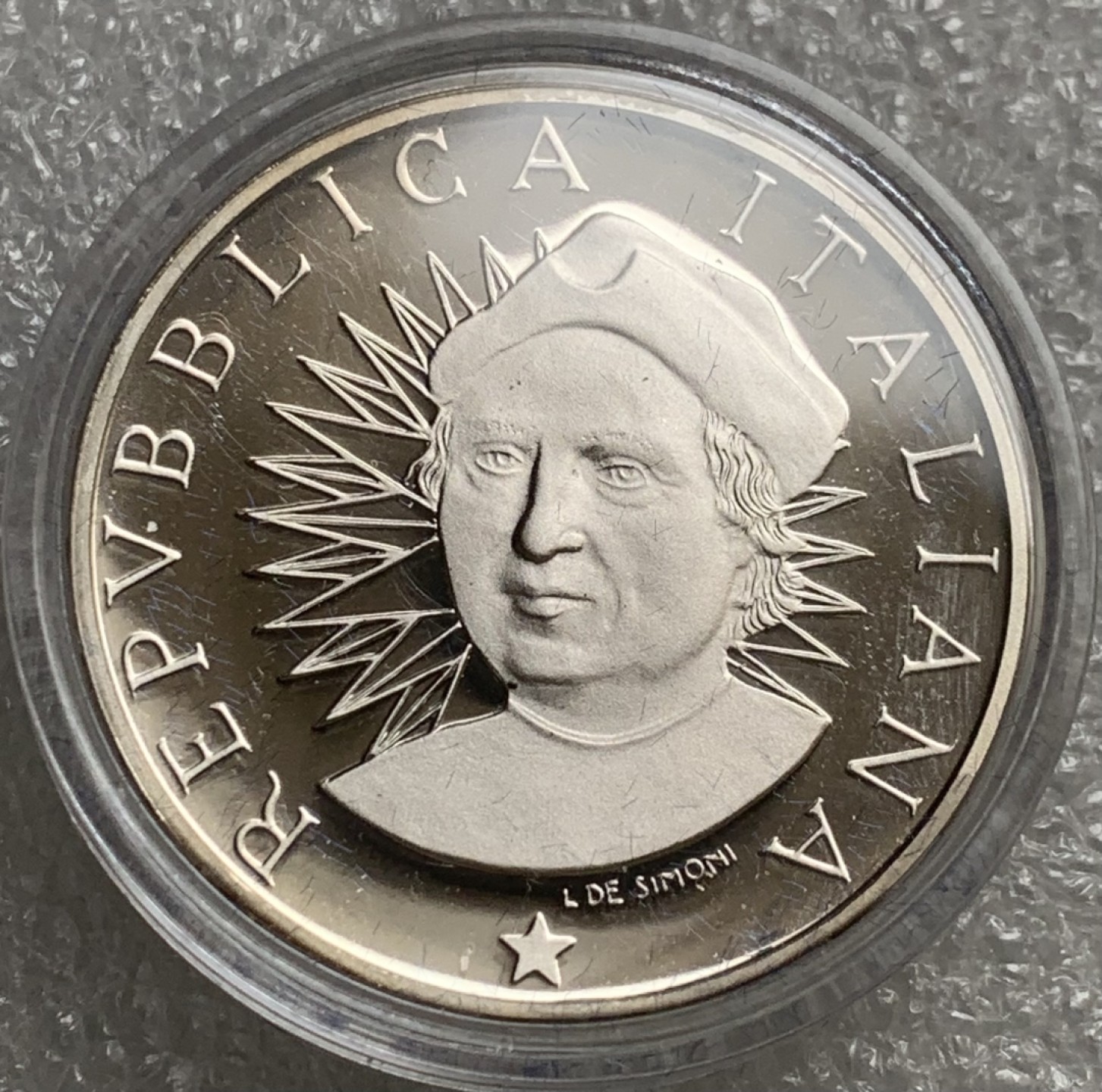 瓶子🏺第89期拍卖会 意大利1991年哥伦布发现美洲新大陆精制纪念银币  原盒