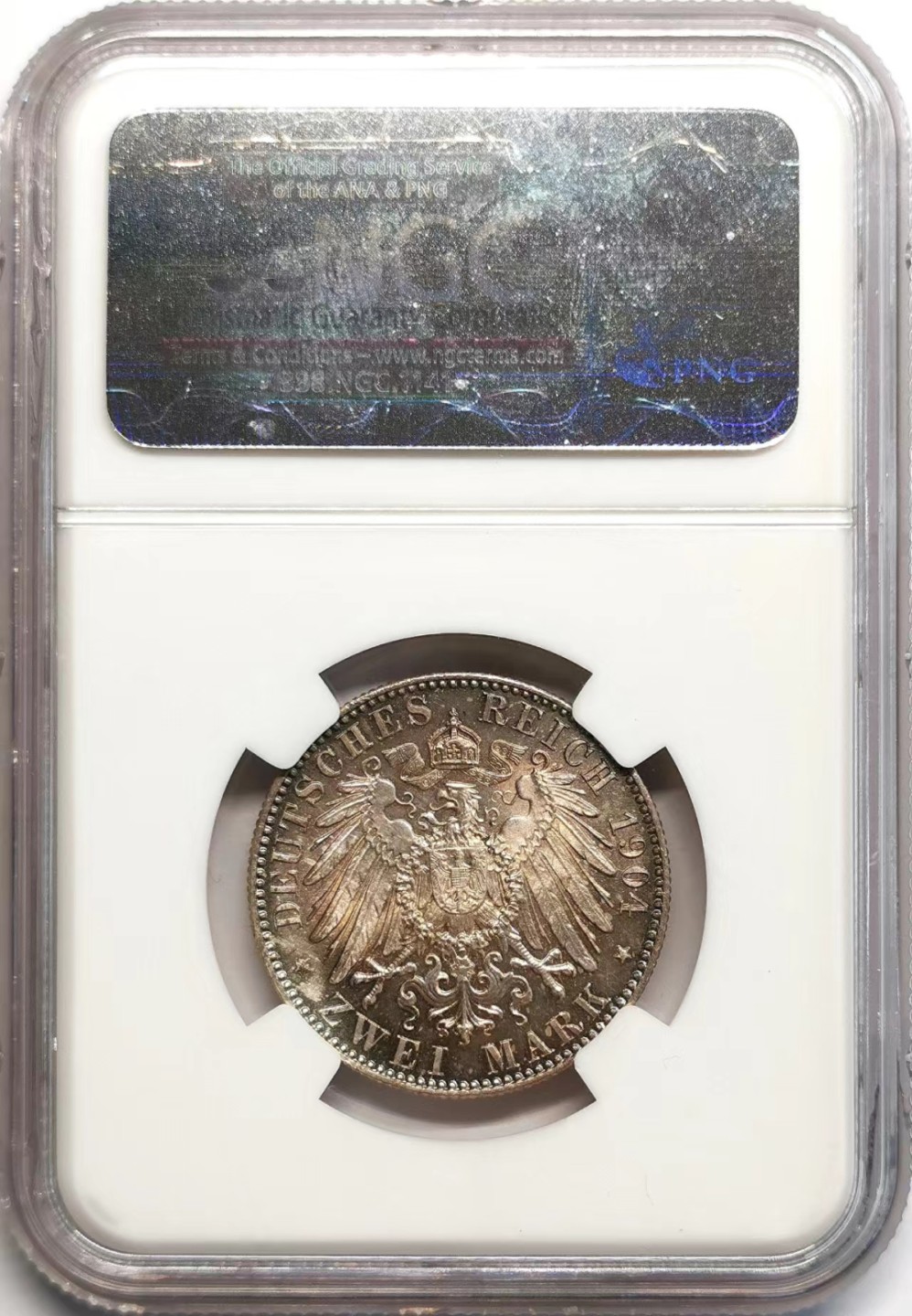 凡希社世界钱币微拍第二百三十七期 1904萨克森国王逝世纪念2马克NGC-MS66盒子有裂