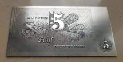 【币将精彩】纸币杂项拍卖（2026-4-27） 德国纸币名品1948年5马克纸币和纯银50克复刻版套装 