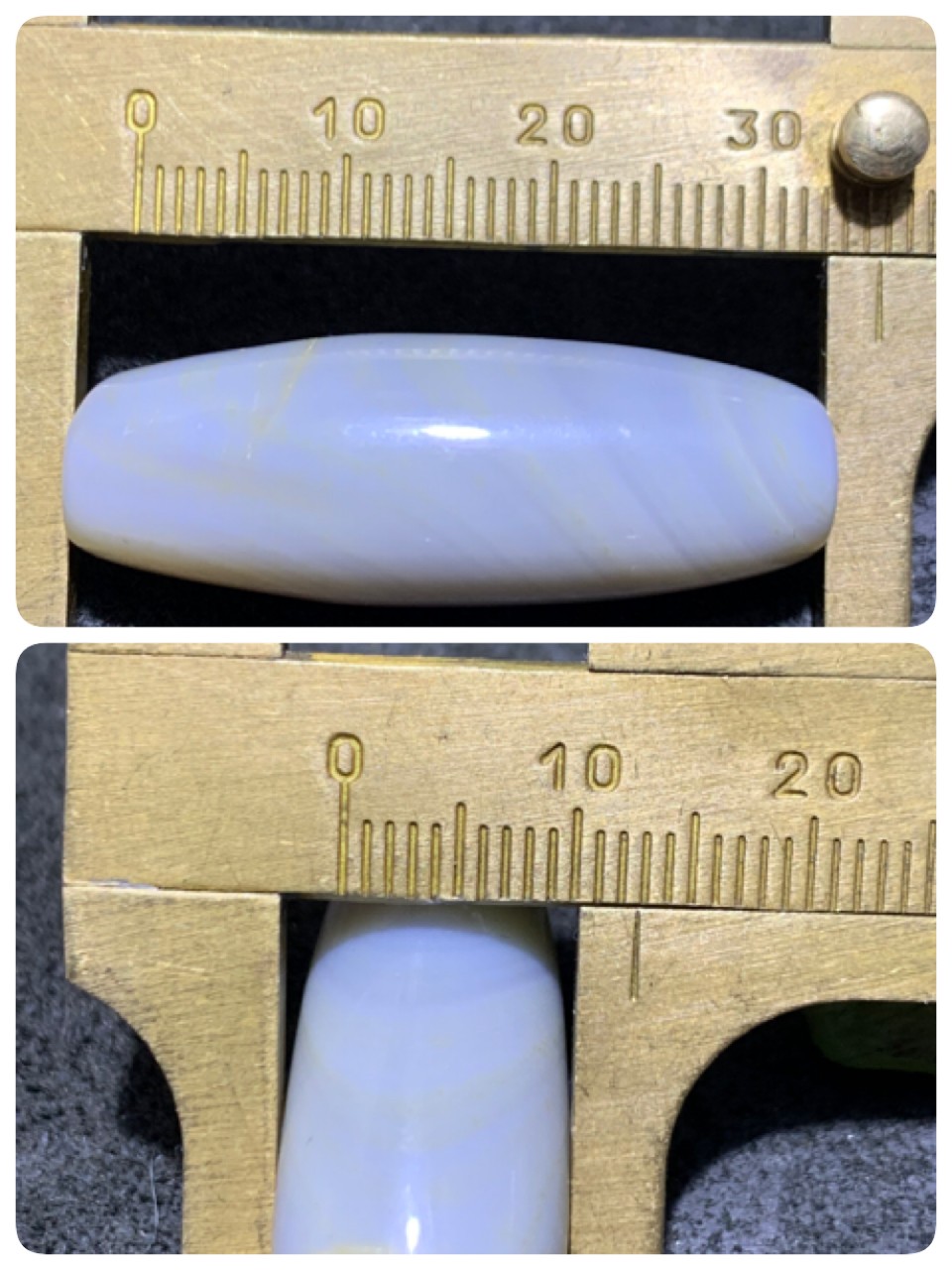 高玉化缠丝玛瑙天珠形通货桶珠3个，