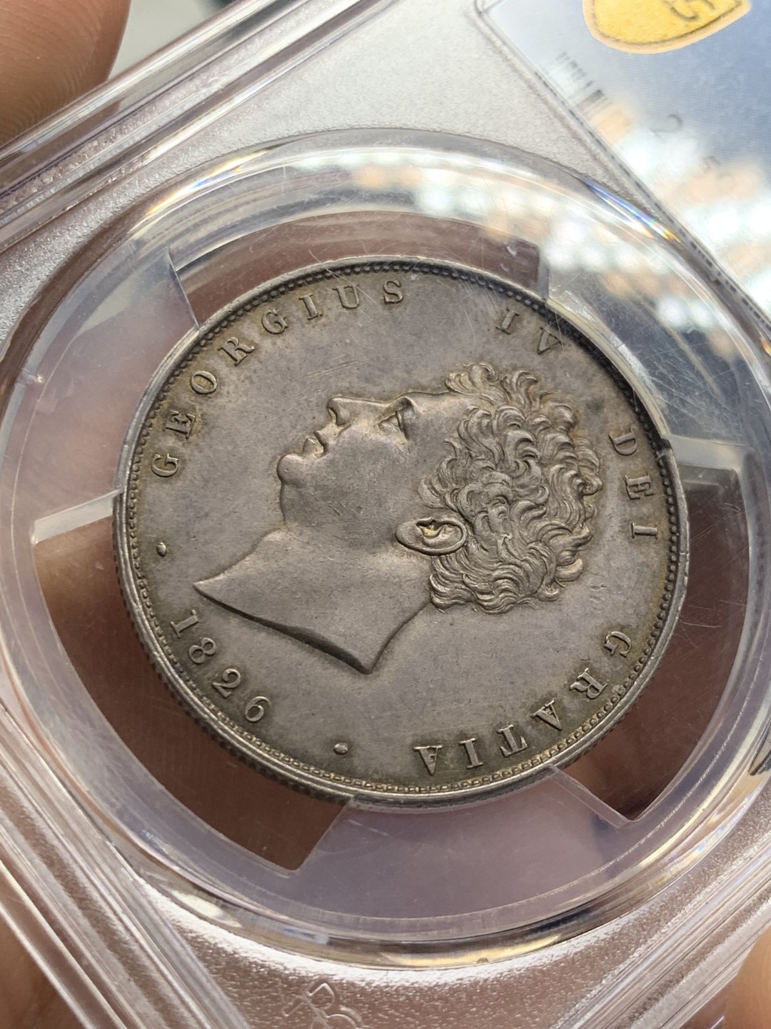 欢迎参加《竞宝斋》五一特拍-第161场-周日，周一 2场 NGC AU55 英国 1826年 乔治四世 半克朗 原味低评分数 包浆深彩 美丽