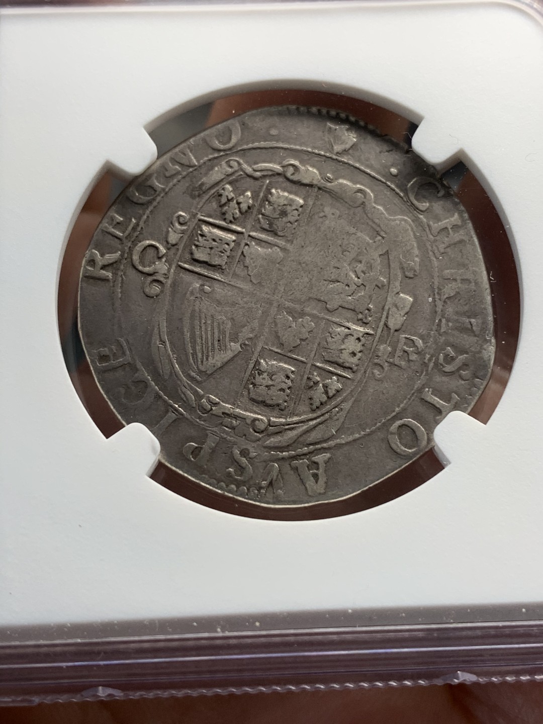 欢迎参加《竞宝斋》五一特拍-第161场-周日，周一 2场 NGC-VF20 英国 1632-33年 查理一世 半克朗银币 稀少品种 S-2771版