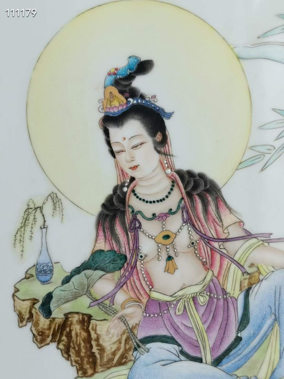 童子朝礼观世音 瓷板画 三希堂 乾隆年制 粉彩精细画工，画工精美 品相完好