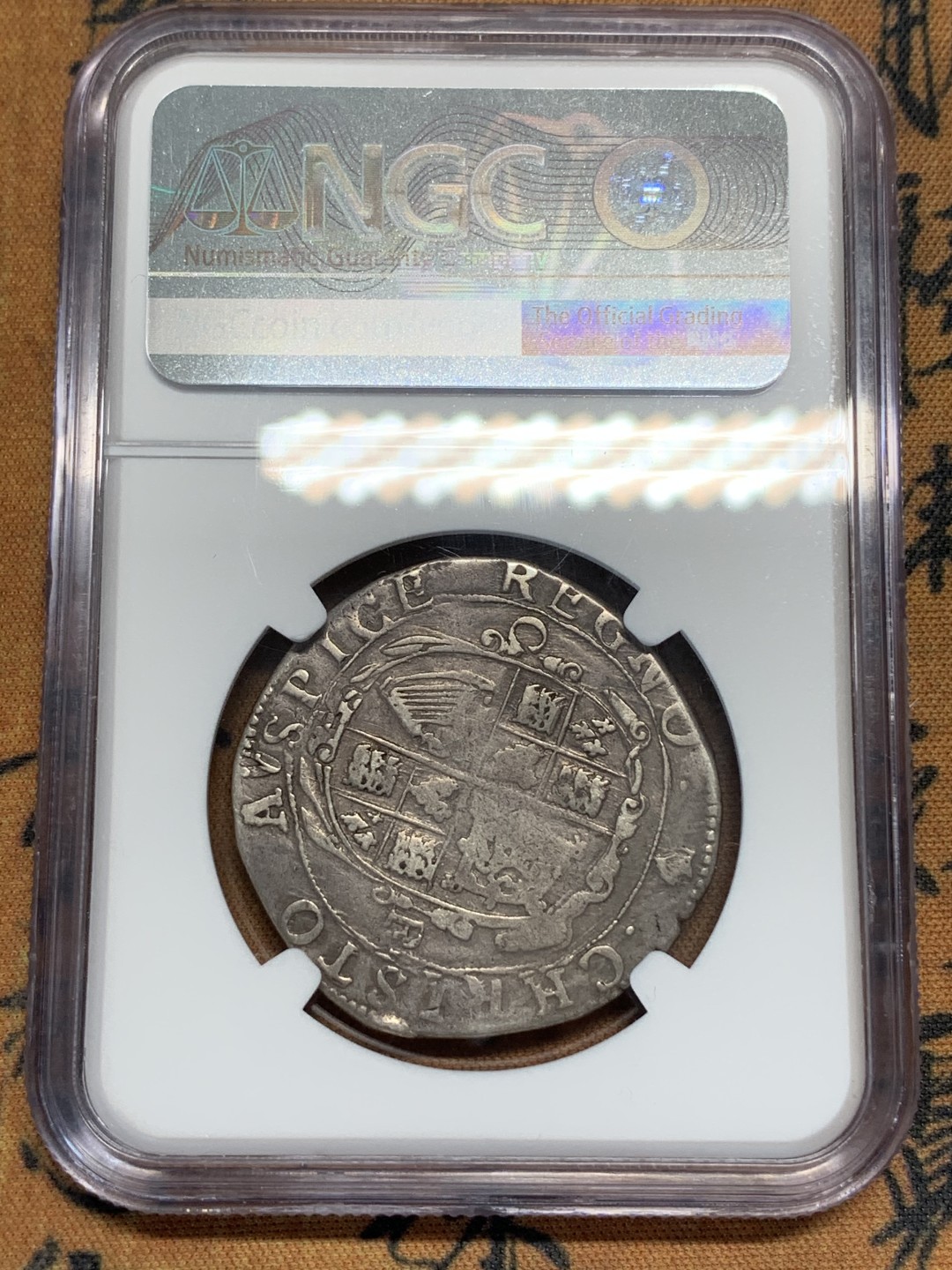 欢迎参加《竞宝斋》五一特拍-第161场-周日，周一 2场 NGC-VF20 英国 1632-33年 查理一世 半克朗银币 稀少品种 S-2771版