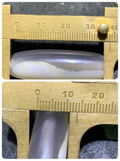 高玉化缠丝玛瑙天珠形通货桶珠3个， 高玉化缠丝玛瑙天珠形通货桶珠3个，