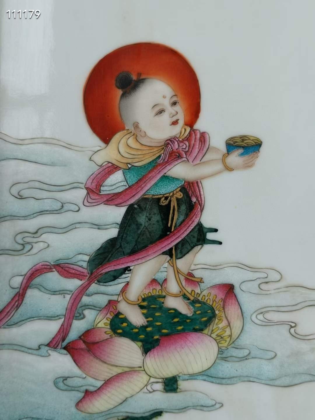 童子朝礼观世音 瓷板画 三希堂 乾隆年制 粉彩精细画工，画工精美 品相完好