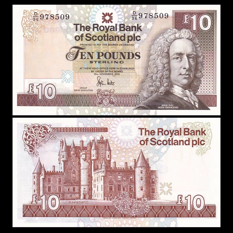 外钞精选👏🏻🐎 苏格兰10镑 艾莱勋爵 UNC（纸钞发货为随机号码和签名）