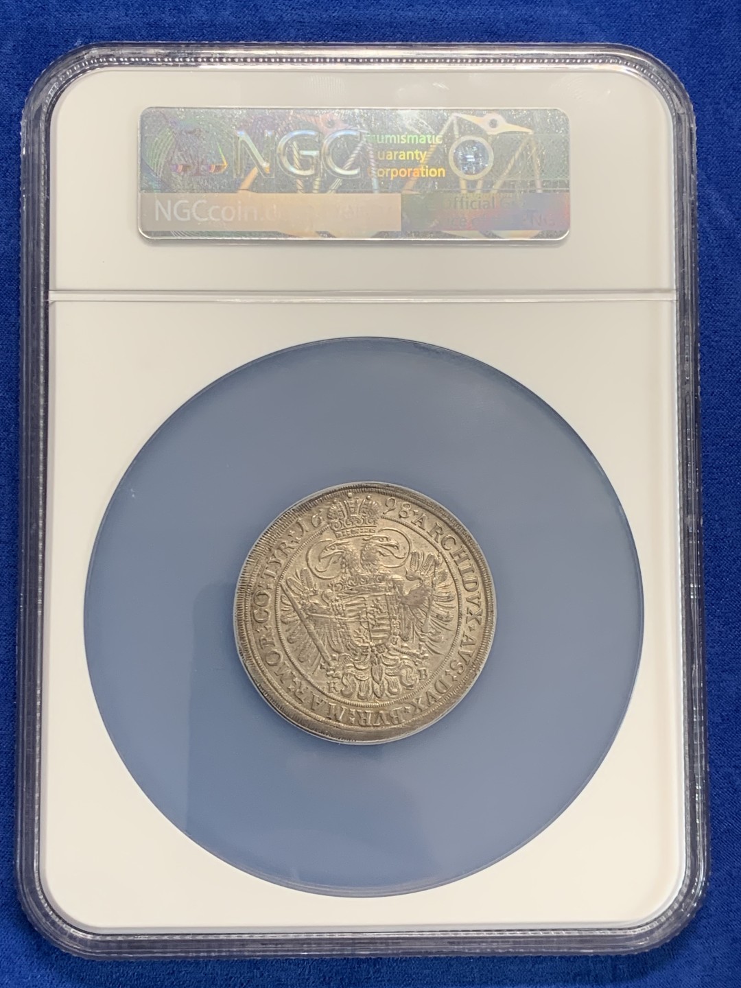 欢迎参加《竞宝斋》五一特拍-第161场-周日，周一 2场 NGC-AU58 神圣罗马帝国 匈牙利1698年利奥波德一世1泰勒 大银币 大盒 封装