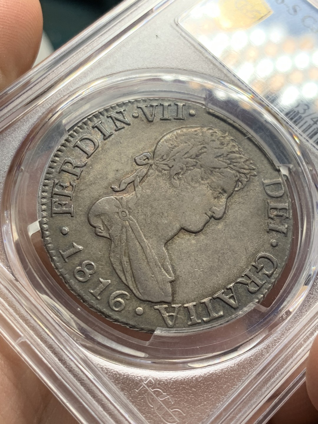 欢迎参加《竞宝斋》五一特拍-第161场-周日，周一 2场 PCGS AU53 西班牙1816  本土8R大银币 稀少厂塞戈维亚 唯一冠军分 版别和厂别都是最为稀少的 HA没有拍过这个版别