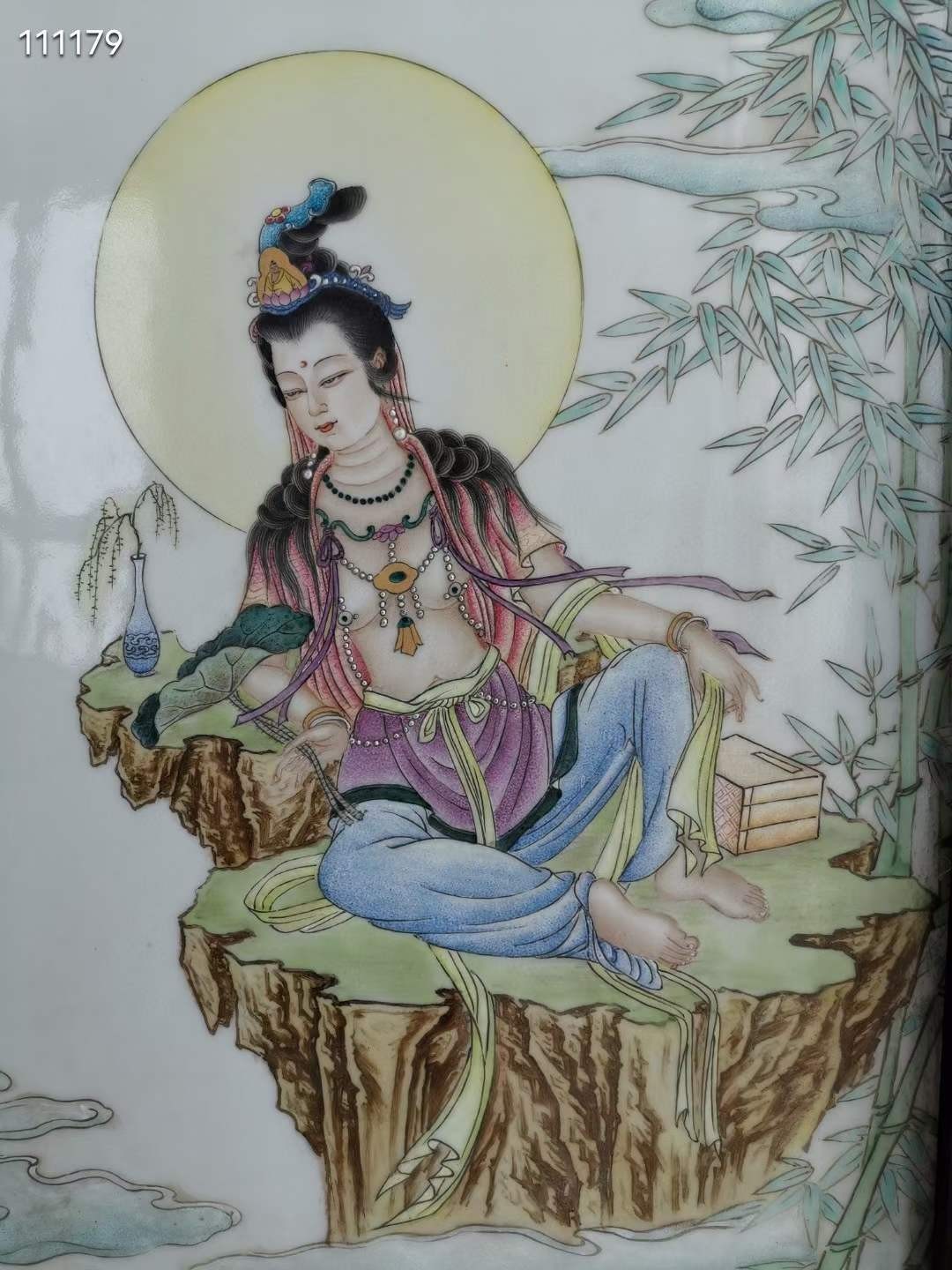 童子朝礼观世音 瓷板画 三希堂 乾隆年制 粉彩精细画工，画工精美 品相完好