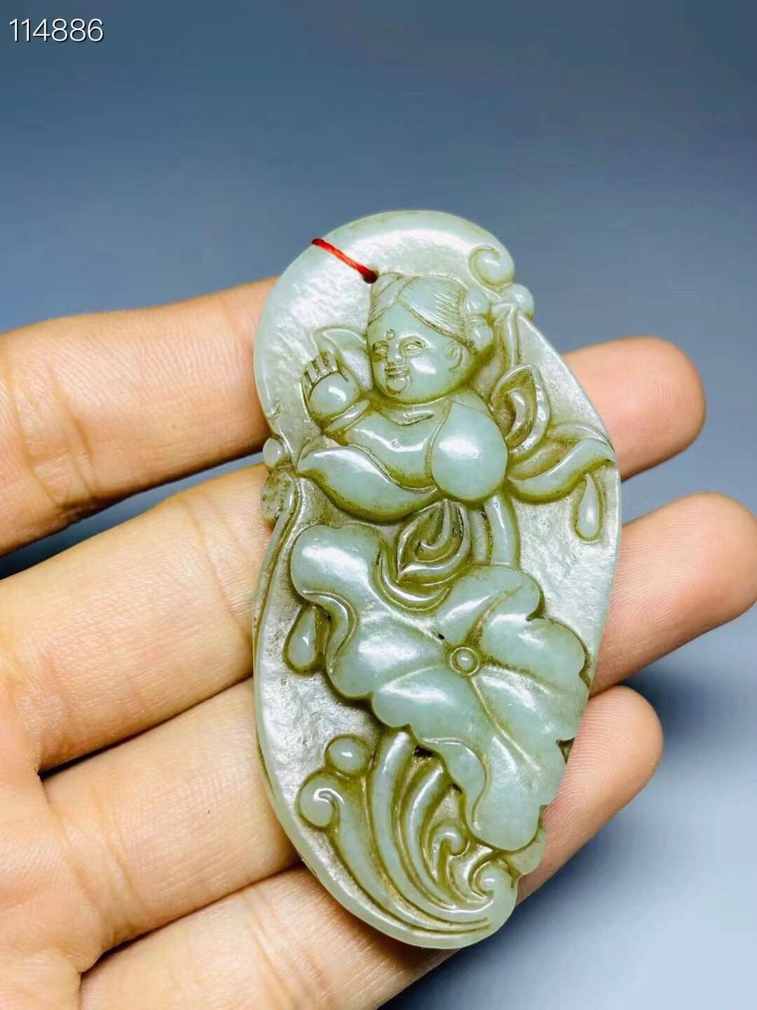 旧藏●精品和田玉精雕童男童女玉佩