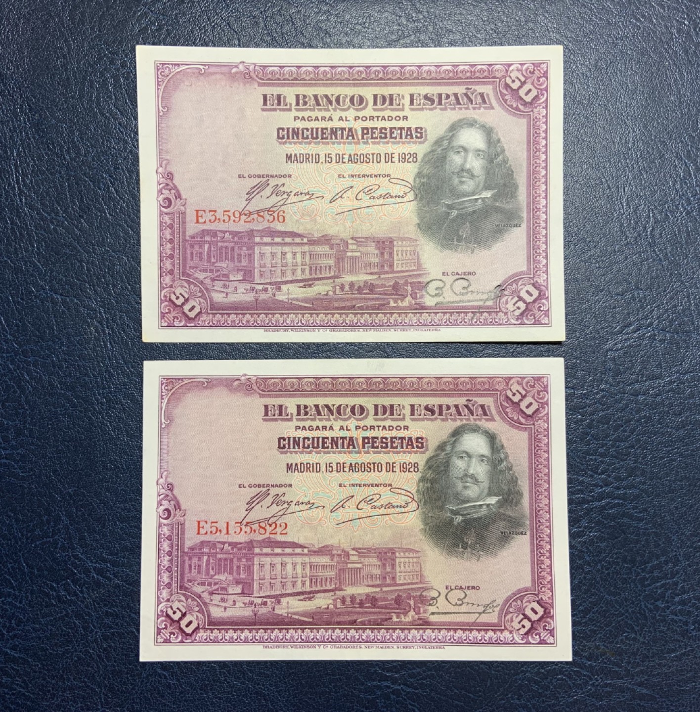 收藏联盟Quantum Auction 第255期拍卖  西班牙1928年50比塞塔一对 品相AU