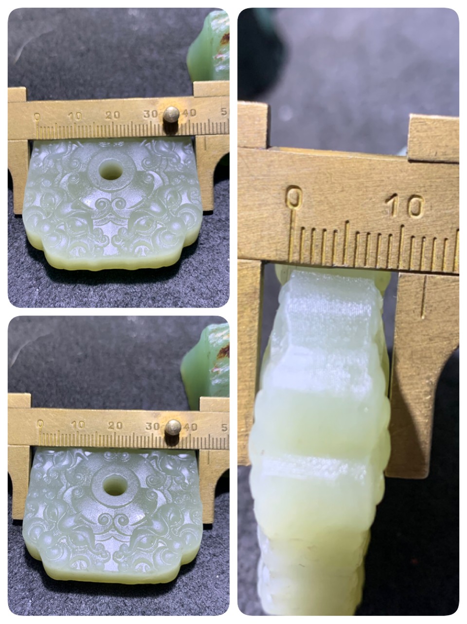 天然青海料水草沁和田玉雕刻兽首玉佩一个，