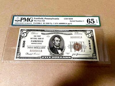 【Blue Auction】✨世界纸币精拍第319期——伟大总统林肯 -  【珍藏级 A000001A天字第一号 非常少见】美国 早期 1929年5美金 国民券 伟大总统林肯 PMG65EPQ 绝品 第一张纸币一般很少有高分 该分数已经顶级 非常帅的一张纸币 值得收藏 