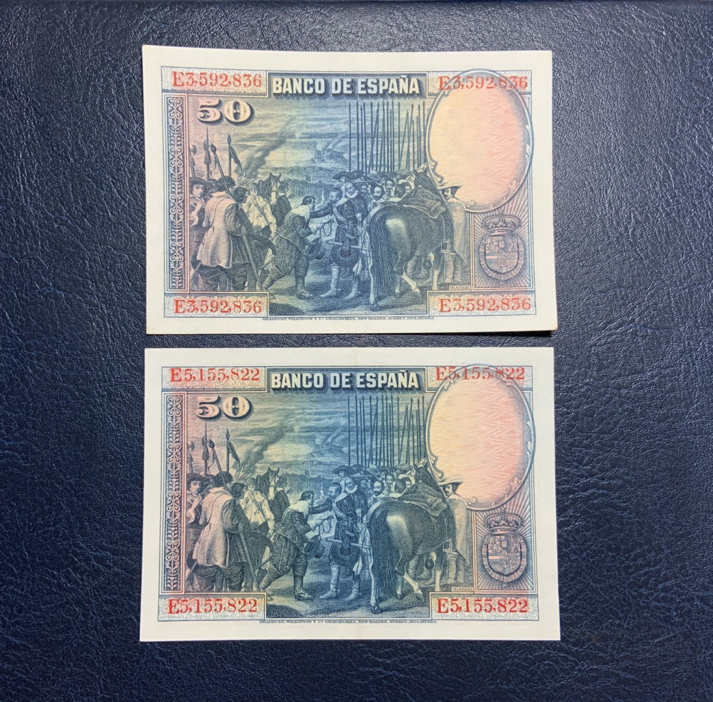 收藏联盟Quantum Auction 第255期拍卖  西班牙1928年50比塞塔一对 品相AU