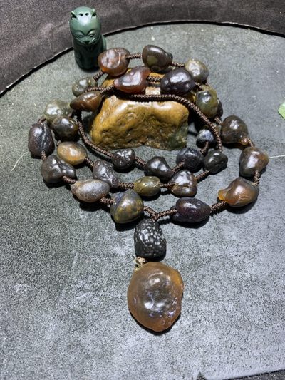 放一条福利！精美天然戈壁墨色玛瑙原石项链一条， 放一条福利！精美天然戈壁墨色玛瑙原石项链一条，