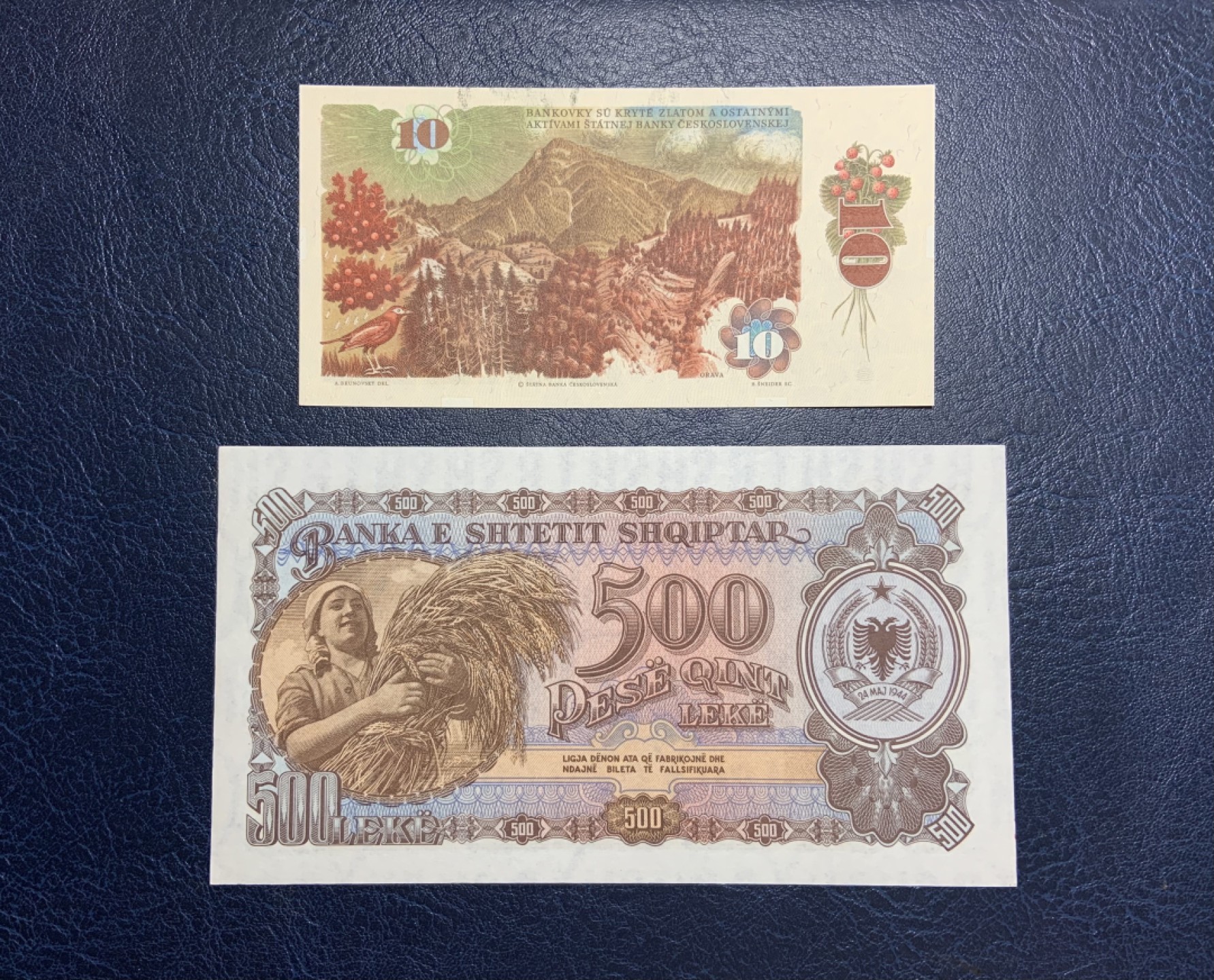 收藏联盟Quantum Auction 第255期拍卖  捷克斯洛伐克1986年10克朗和阿尔巴尼亚1957年500列克 品相UNC