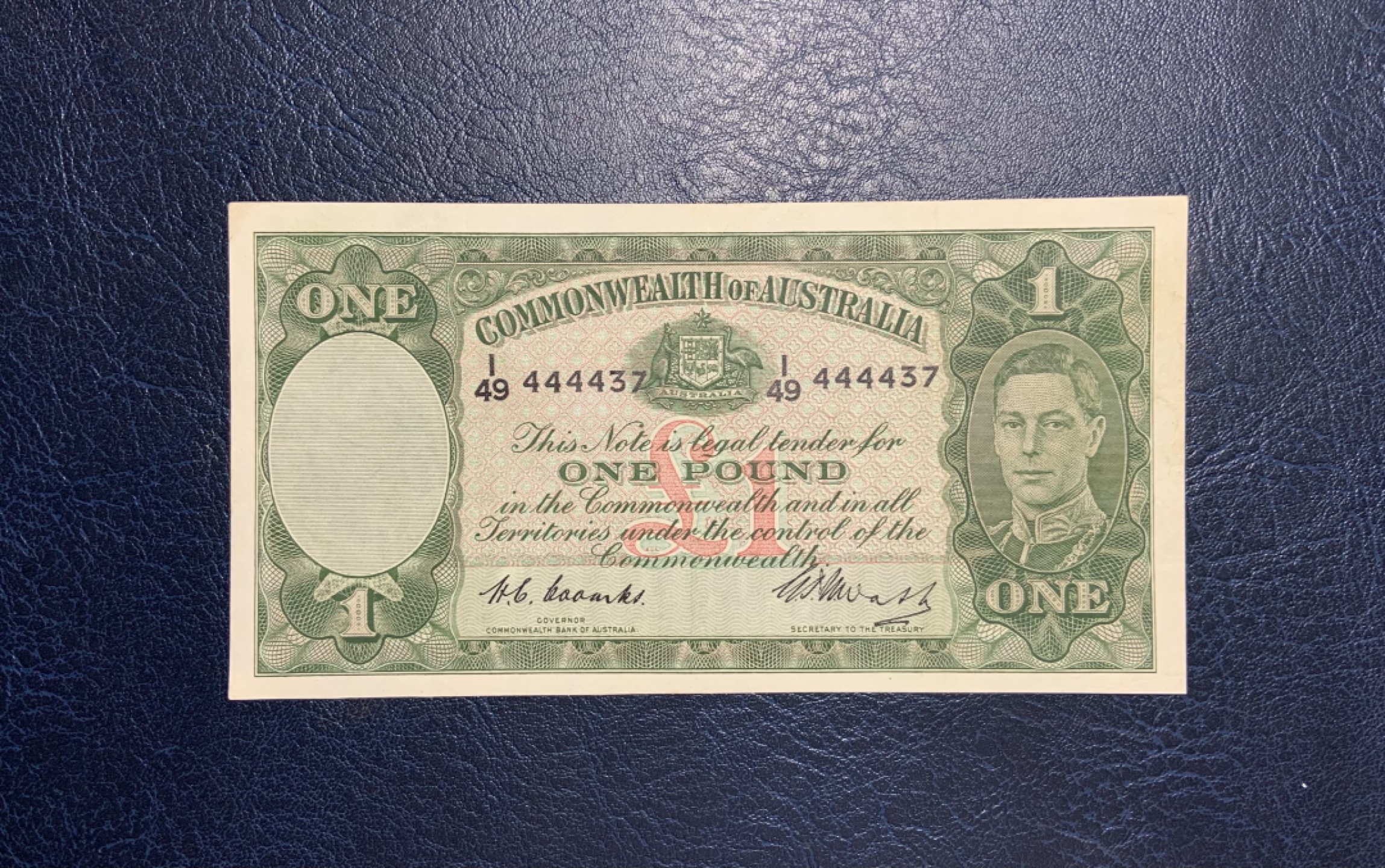 收藏联盟Quantum Auction 第255期拍卖  澳大利亚1938-52年1镑 品相如图 狮子号头 乔治六世国王