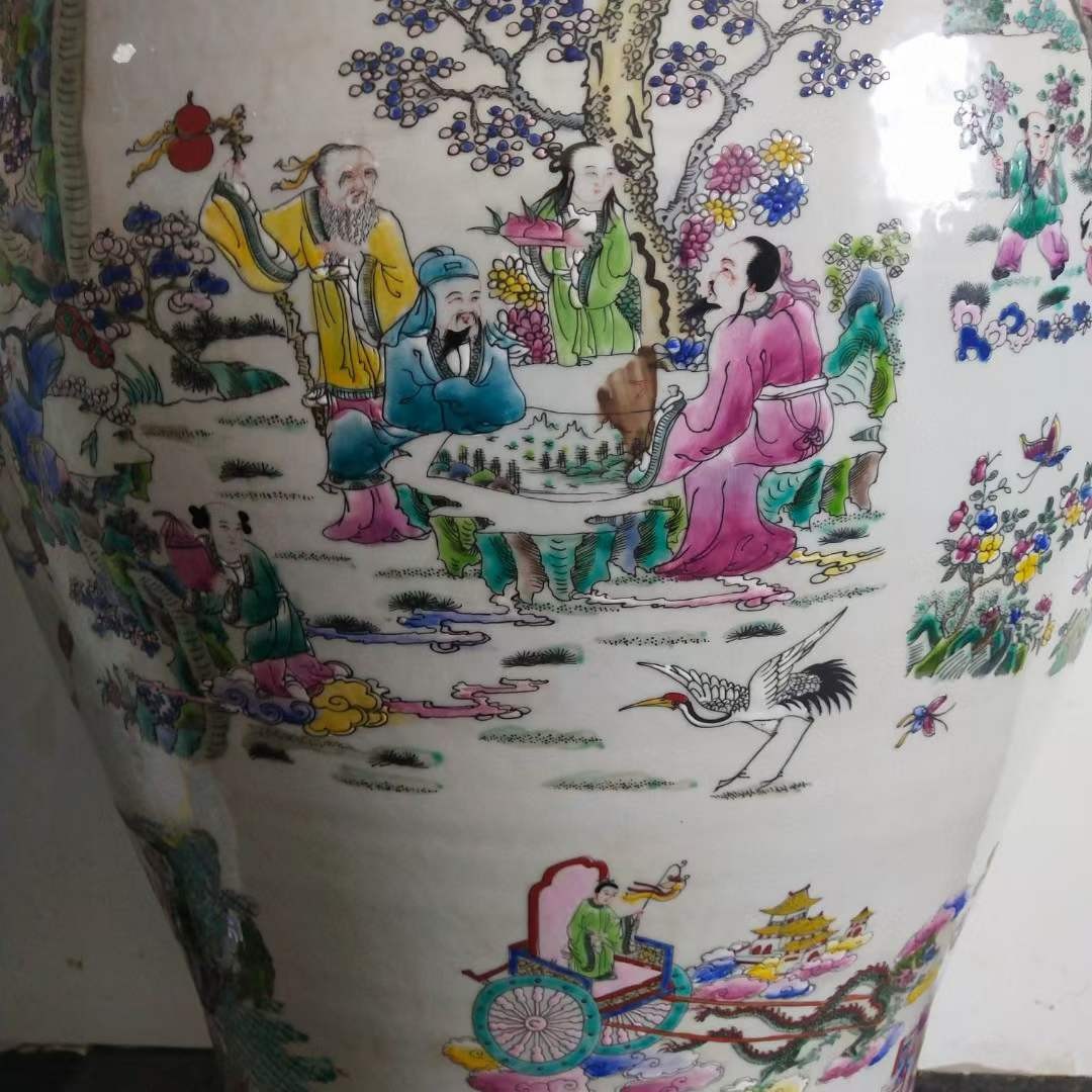 大清康熙年制粉彩八仙图将军罐瓶装玫瑰陈皮老白茶
