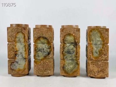 旧藏●精美高古玉精雕龙纹玉琮一套 旧藏●精美高古玉精雕龙纹玉琮一套