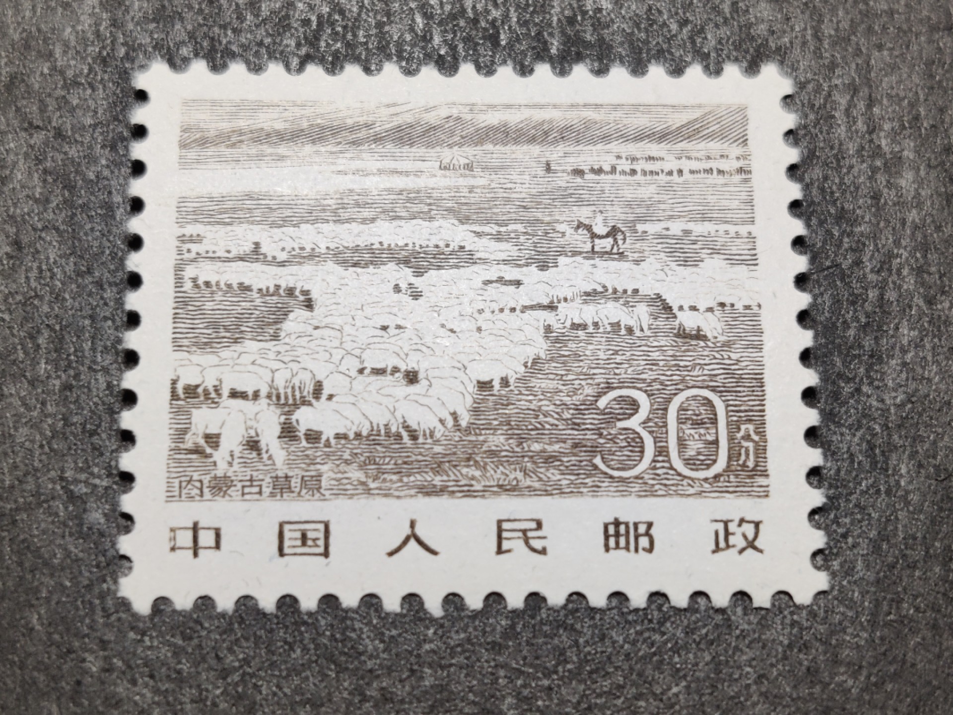 洪涛臻品批发群  精选邮票限时拍卖第二百五十期  1981年雕刻版祖国风光邮票: 30分内蒙古草原. 原胶润白完美过灯！新全品！ 