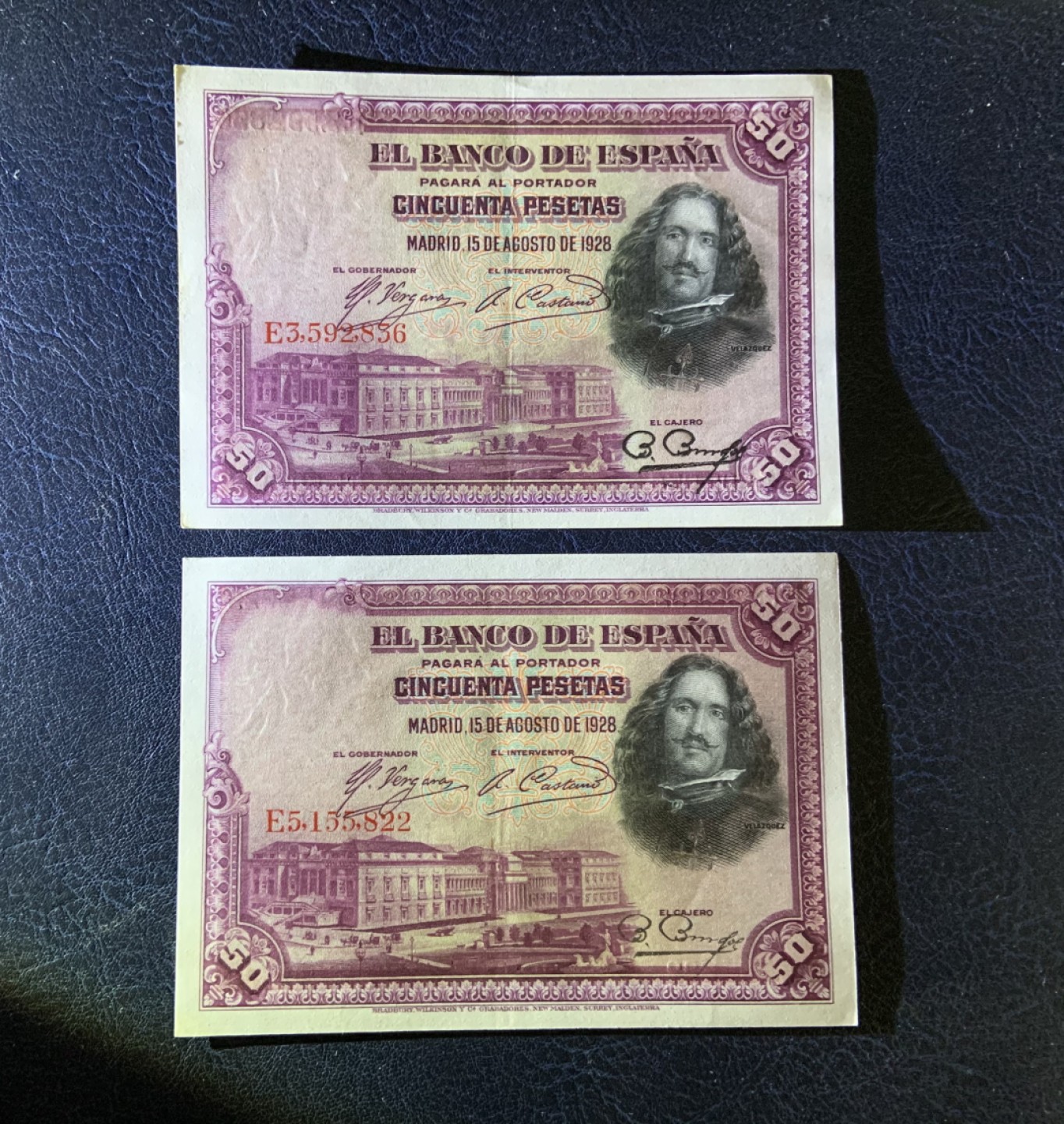 收藏联盟Quantum Auction 第255期拍卖  西班牙1928年50比塞塔一对 品相AU
