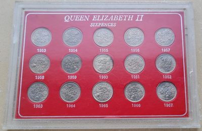 PTCW第九次拍卖--英联邦领土硬币、精制银币、纪念币，纸钞 - United Kingdom, Six Pence Collections 1953 - 1967 Total 15 Coins. Not New