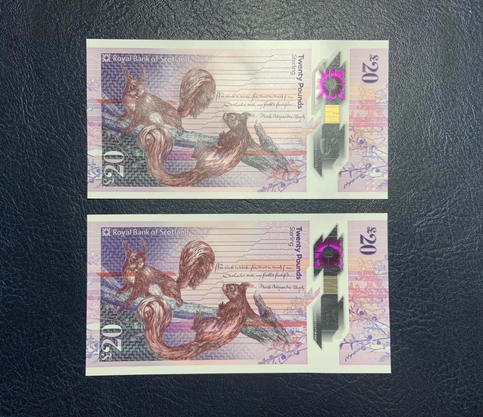 收藏联盟Quantum Auction 第255期拍卖  苏格兰皇家银行2021年20镑2张 品相全新UNC 苏格兰女企业家凯瑟琳.克雷斯顿 