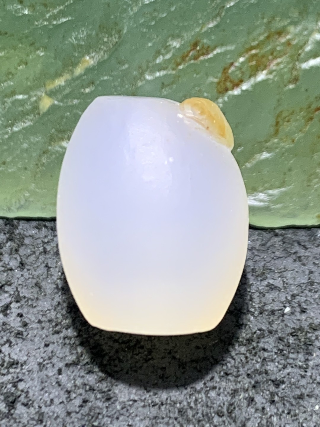 精美亚光高玉化海洋玉髓手工俏色巧雕富贵有余桶珠一个！
