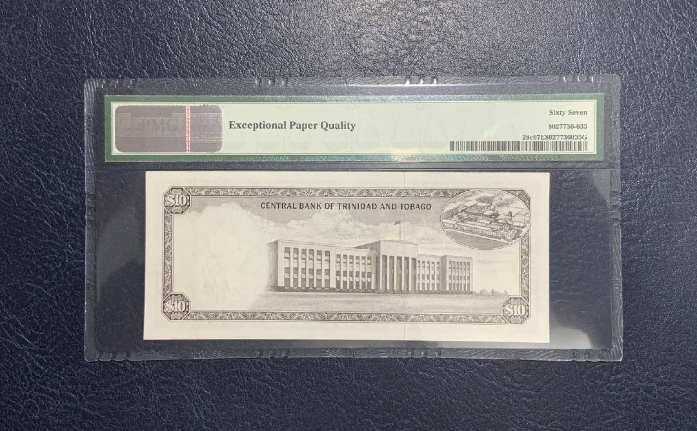 收藏联盟Quantum Auction 第255期拍卖  特立尼达岛多巴哥1964年10元 PMG67 次高面值 戎装女王 冠军分 逐年上涨品种