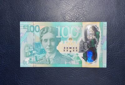 收藏联盟Quantum Auction 第255期拍卖  - 苏格兰银行2021年100镑 品相全新UNC 苏格兰女性医学先驱 莫雷博士