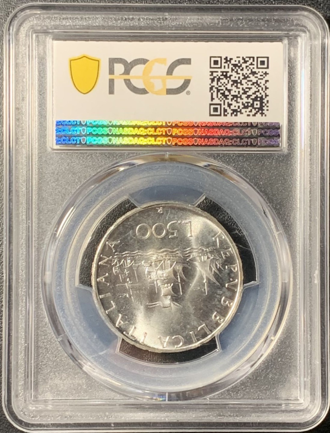 紫瑗钱币——第265期拍卖 意大利 1966年 少女与帆船 500里拉 银币 PCGS MS65