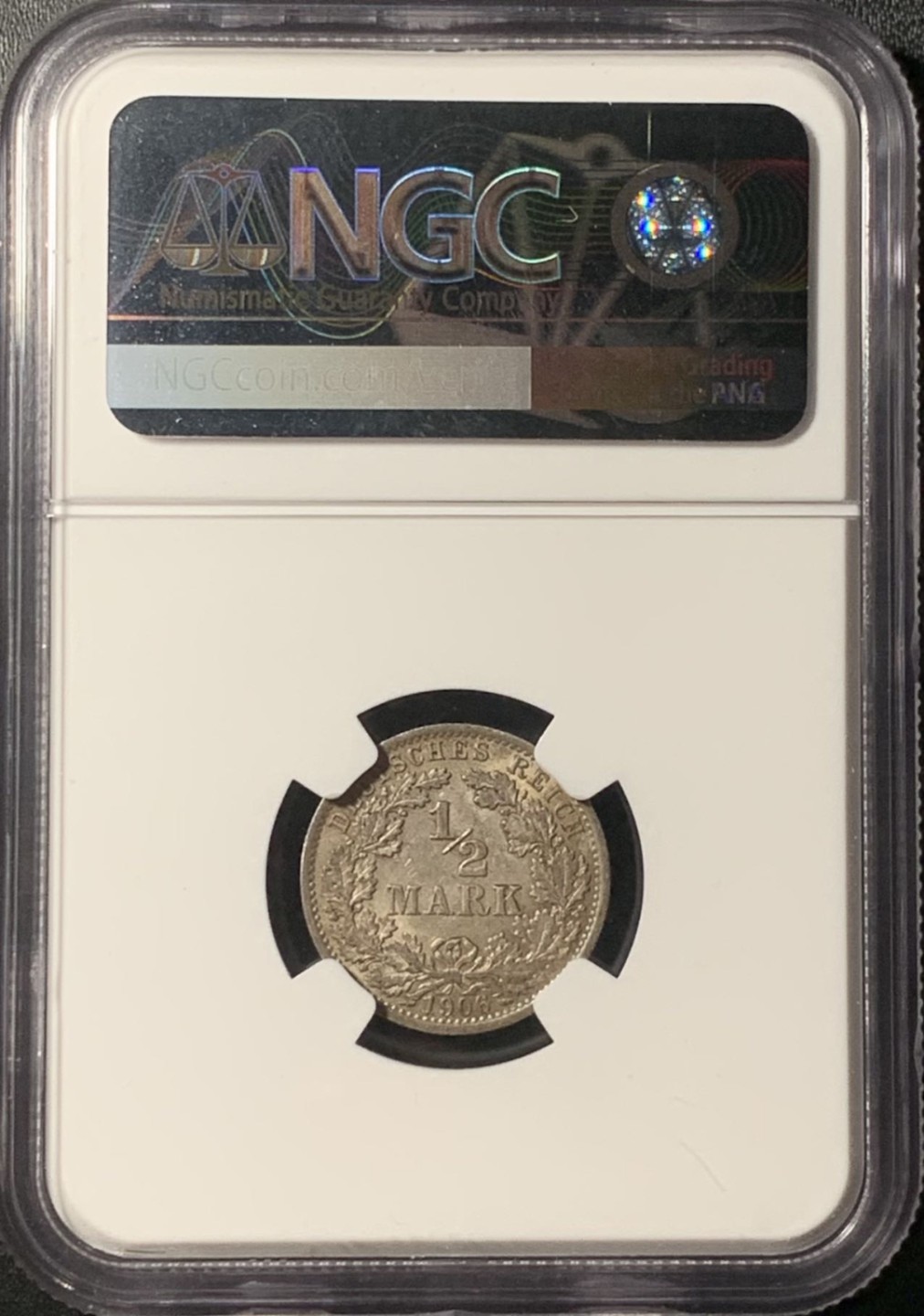 紫瑗钱币——第265期拍卖 德国 1906年 A厂 第二帝国 长翅 1/2马克 银币 NGC MS63