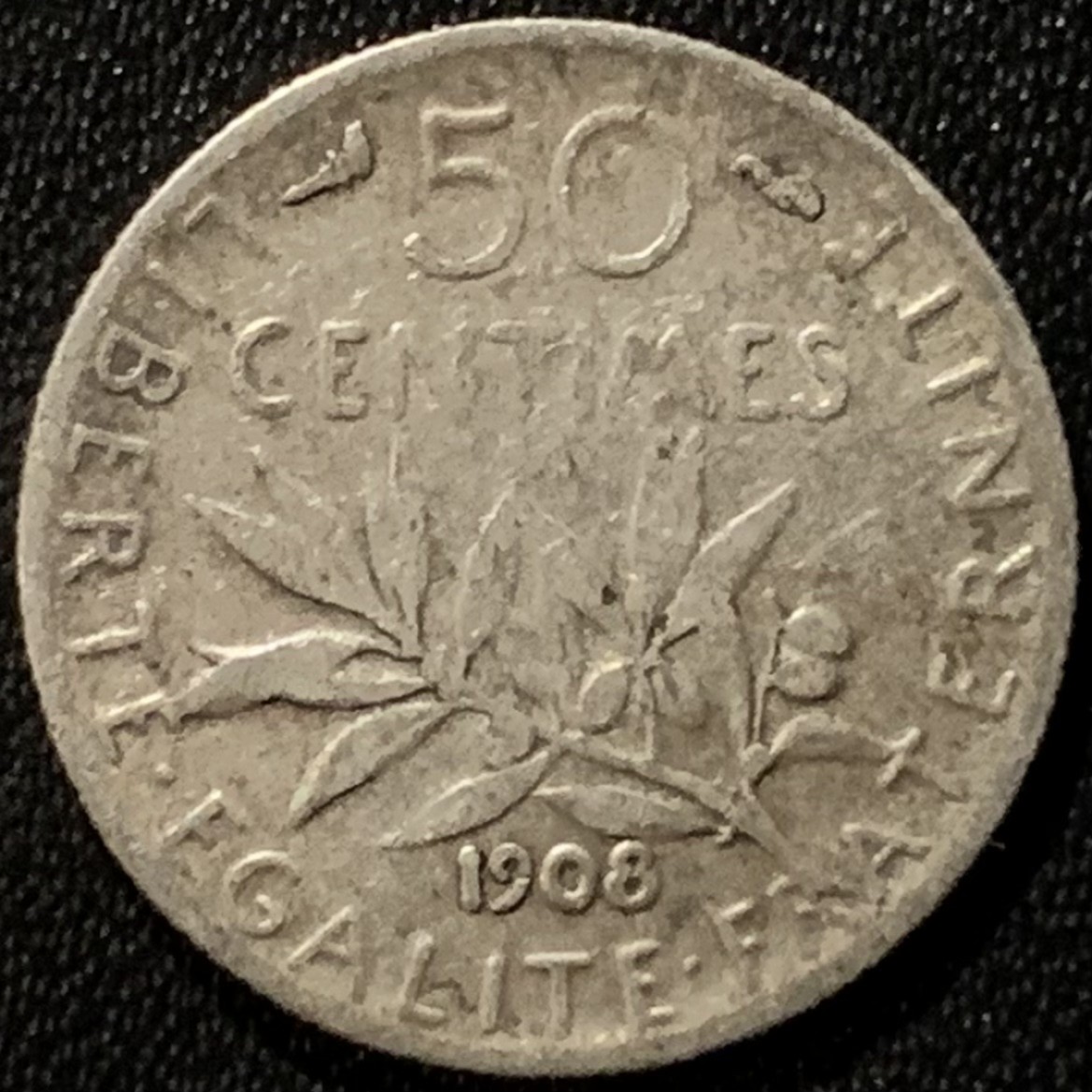 紫瑗钱币——第281期拍卖 法国 1908年 播种女神 50分 2.5克 0.835银