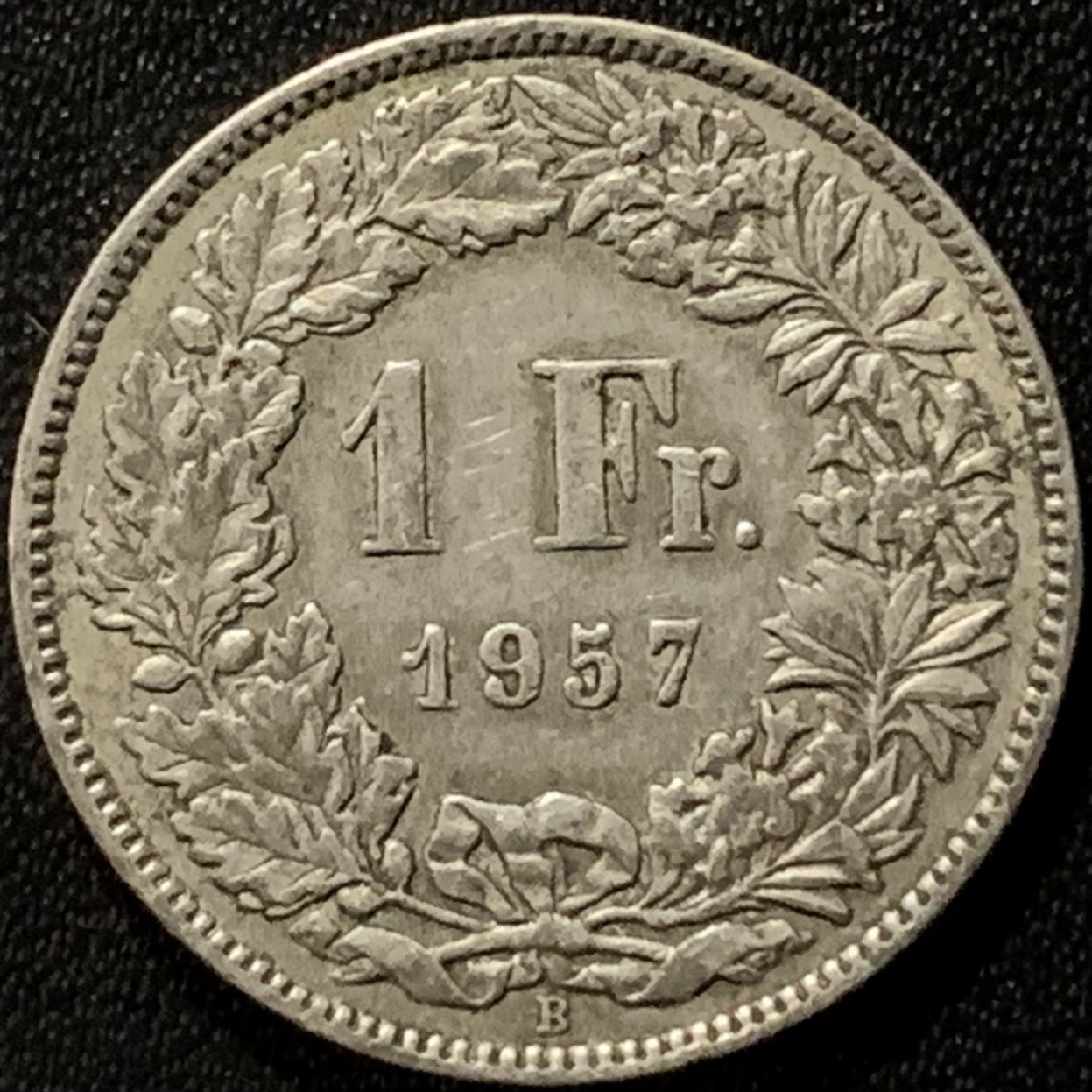 紫瑗钱币——第265期拍卖 瑞士 1957年 赫尔维蒂亚 1法郎 5克 0.835银