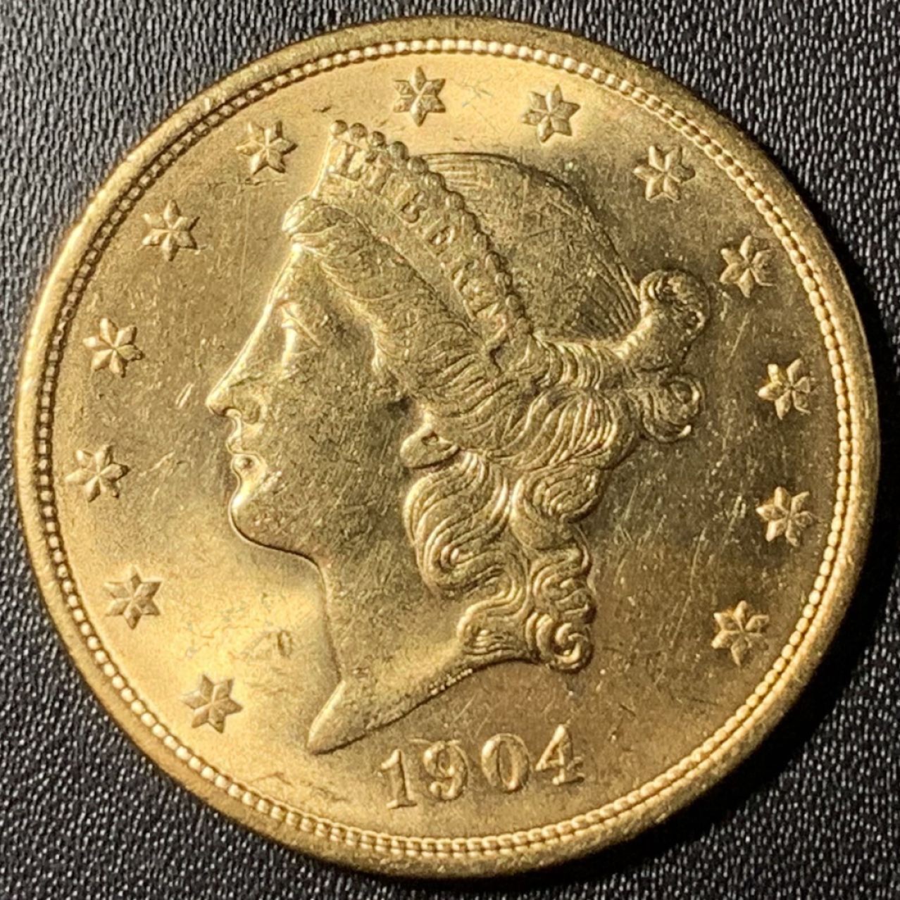 紫瑗钱币——第265期拍卖 美国 1904年 自由女神 20元 33.43克 0.9金 UNC