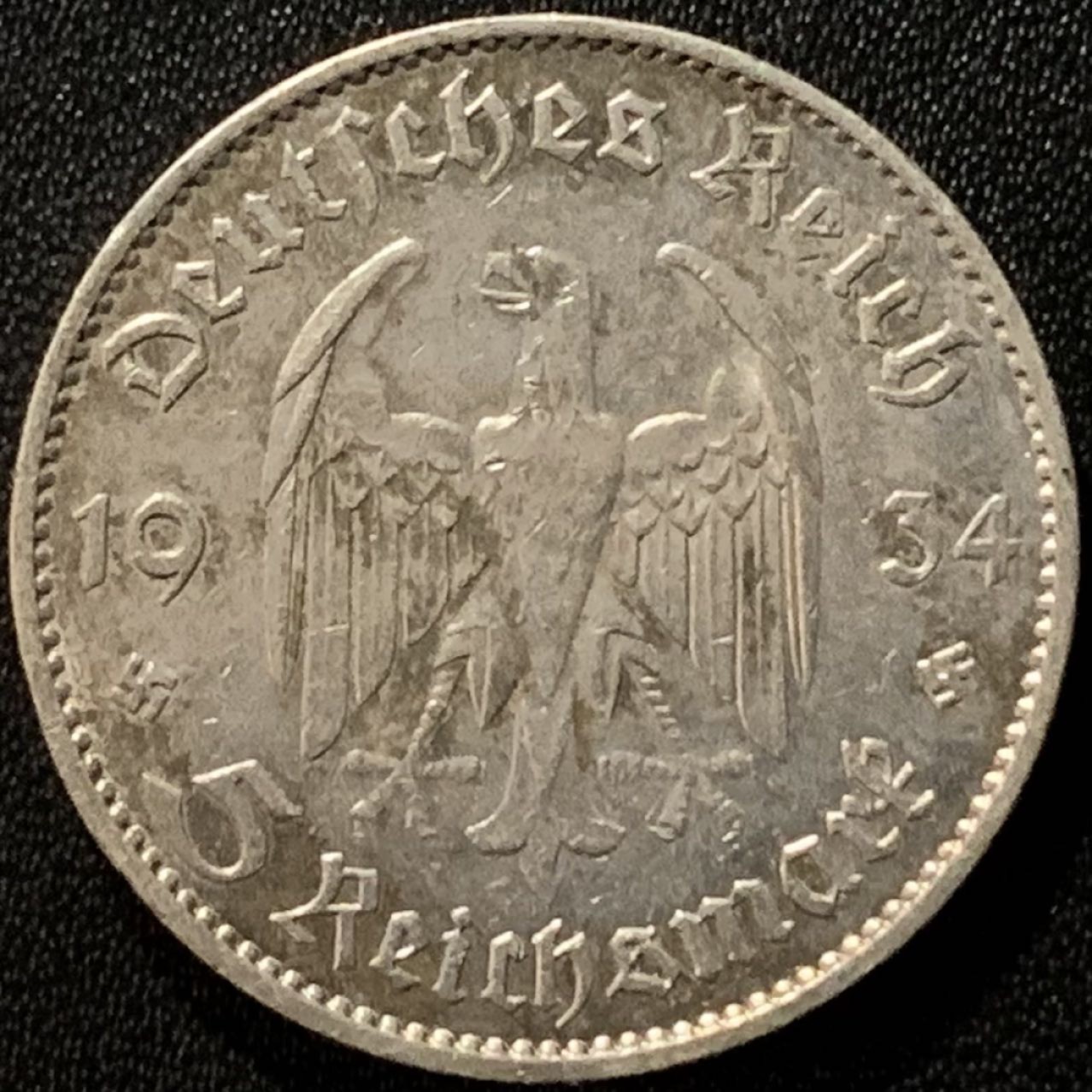 紫瑗钱币——第265期拍卖 德国 1934年 F版 波茨坦教堂 5马克 13.9克 0.9银