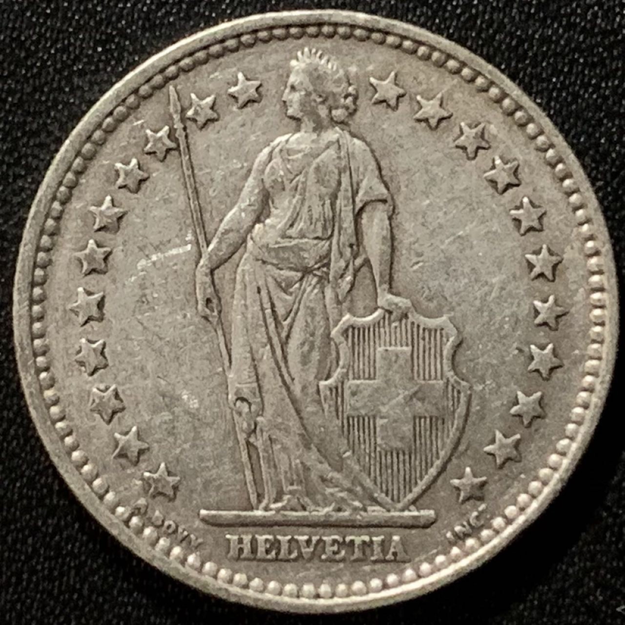 紫瑗钱币——第265期拍卖 瑞士 1921年 赫尔维蒂亚 2法郎 10克 0.835银