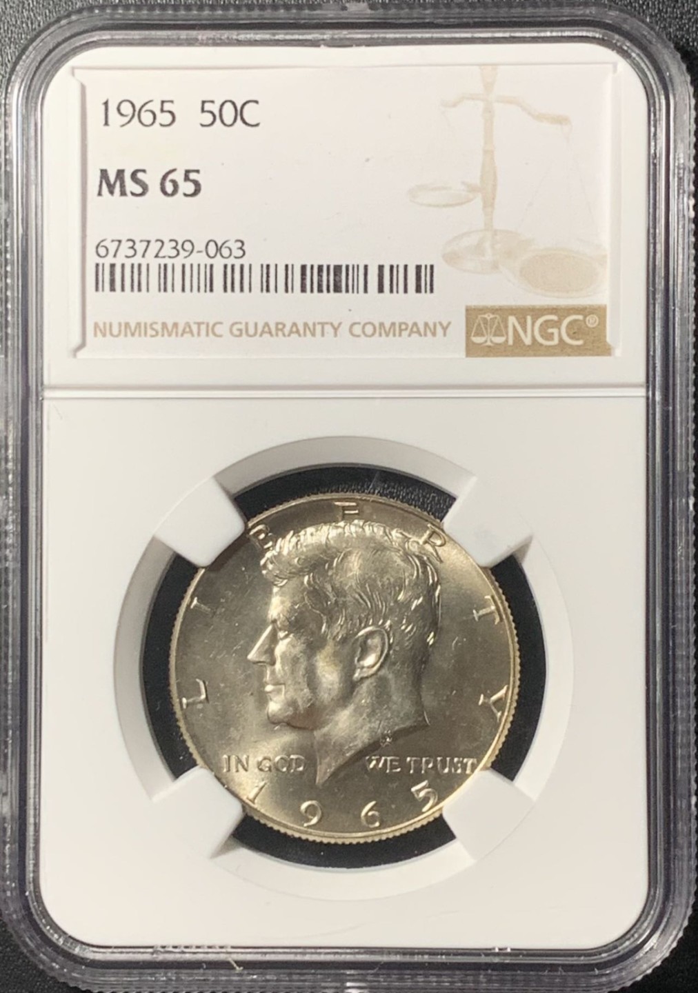 紫瑗钱币——第265期拍卖 美国 1965年 肯尼迪 50美分 半美元 银币 NGC MS65