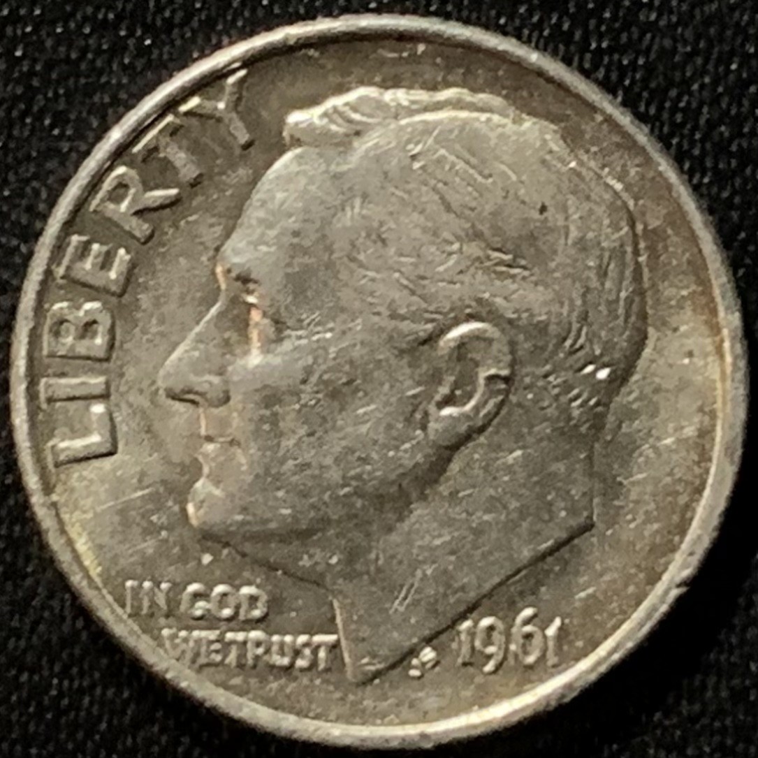 紫瑗钱币——第265期拍卖 美国 1961年 罗斯福 10美分 2.5克 0.9银 UNC