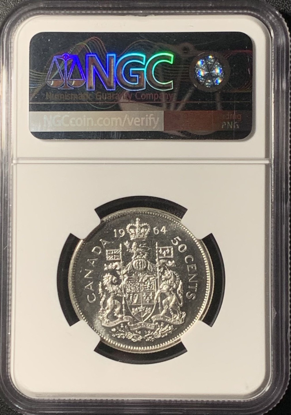 紫瑗钱币——第265期拍卖 加拿大 1964年 伊丽莎白二世 国徽 50分 银币 NGC PL66 类精制