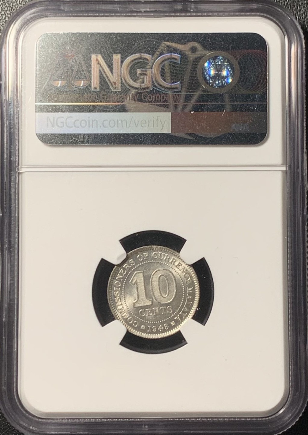 紫瑗钱币——第265期拍卖 马来亚 1943年 乔治六世 10分 银币 NGC MS63