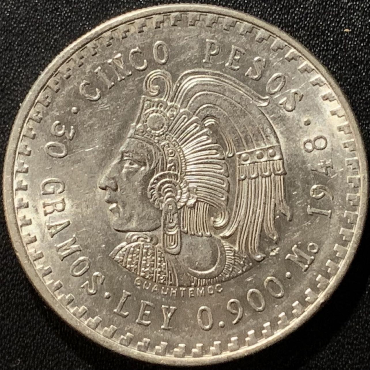 紫瑗钱币——第265期拍卖 墨西哥 1948年 印第安人 5比索 30克 0.9银 UNC