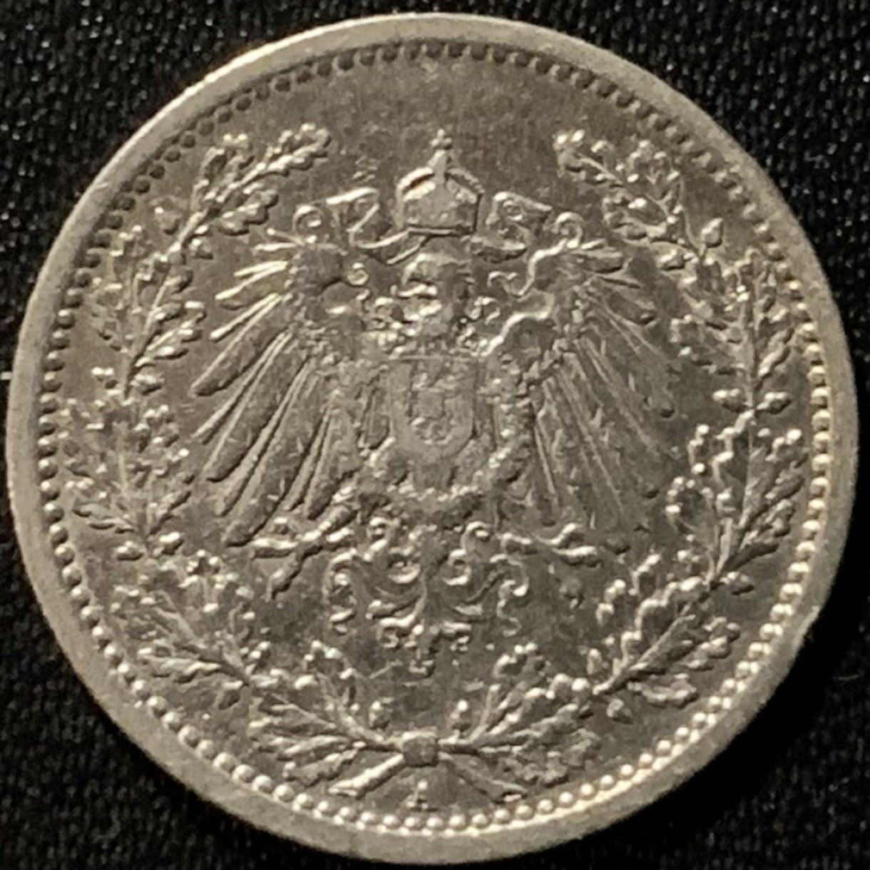 紫瑗钱币——第281期拍卖 德国 1907年 A版 第二帝国 1/2马克 银币 2.77克 0.9银