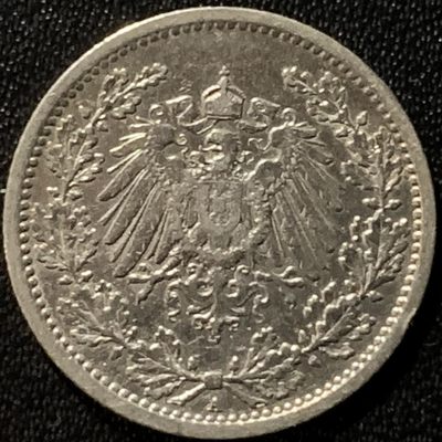 紫瑗钱币——第281期拍卖 - 德国 1907年 A版 第二帝国 1/2马克 银币 2.77克 0.9银