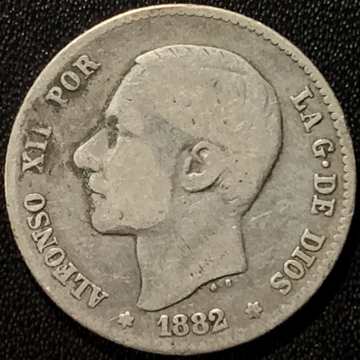 紫瑗钱币——第281期拍卖 西班牙 1882年 阿方索十二世 1比塞塔 5克 0.835银