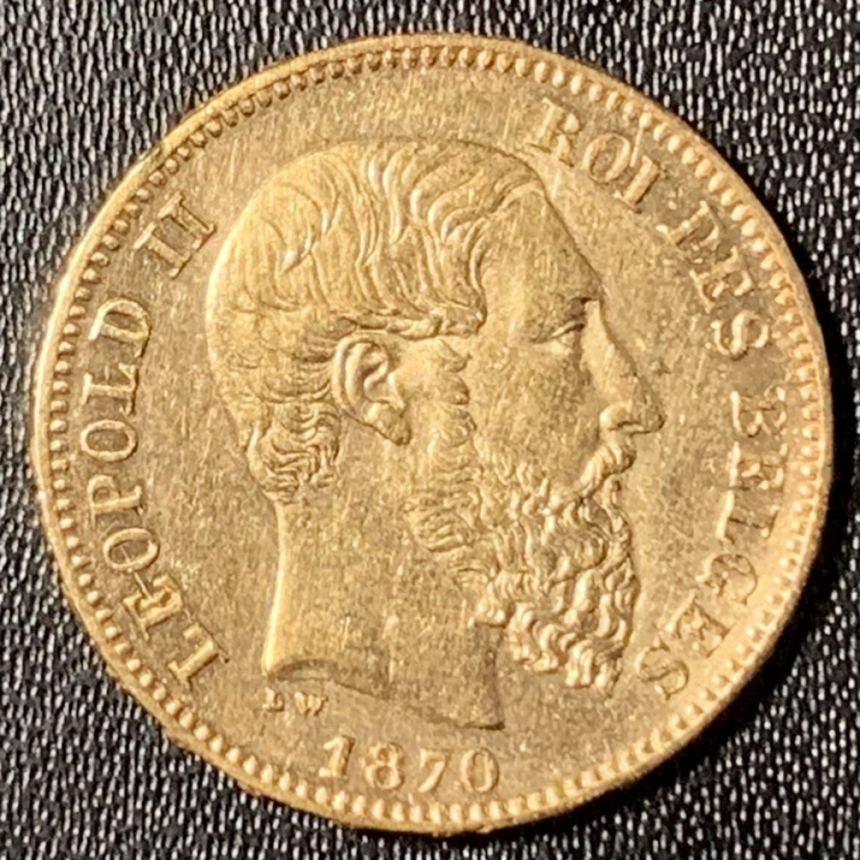 紫瑗钱币——第265期拍卖 比利时 1870年 利奥波德二世 20法郎 6.45克 0.9金